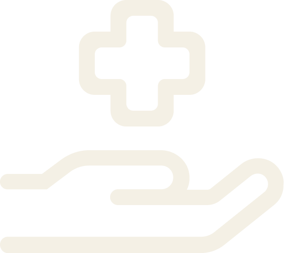 A hand holding a medical cross symbol.