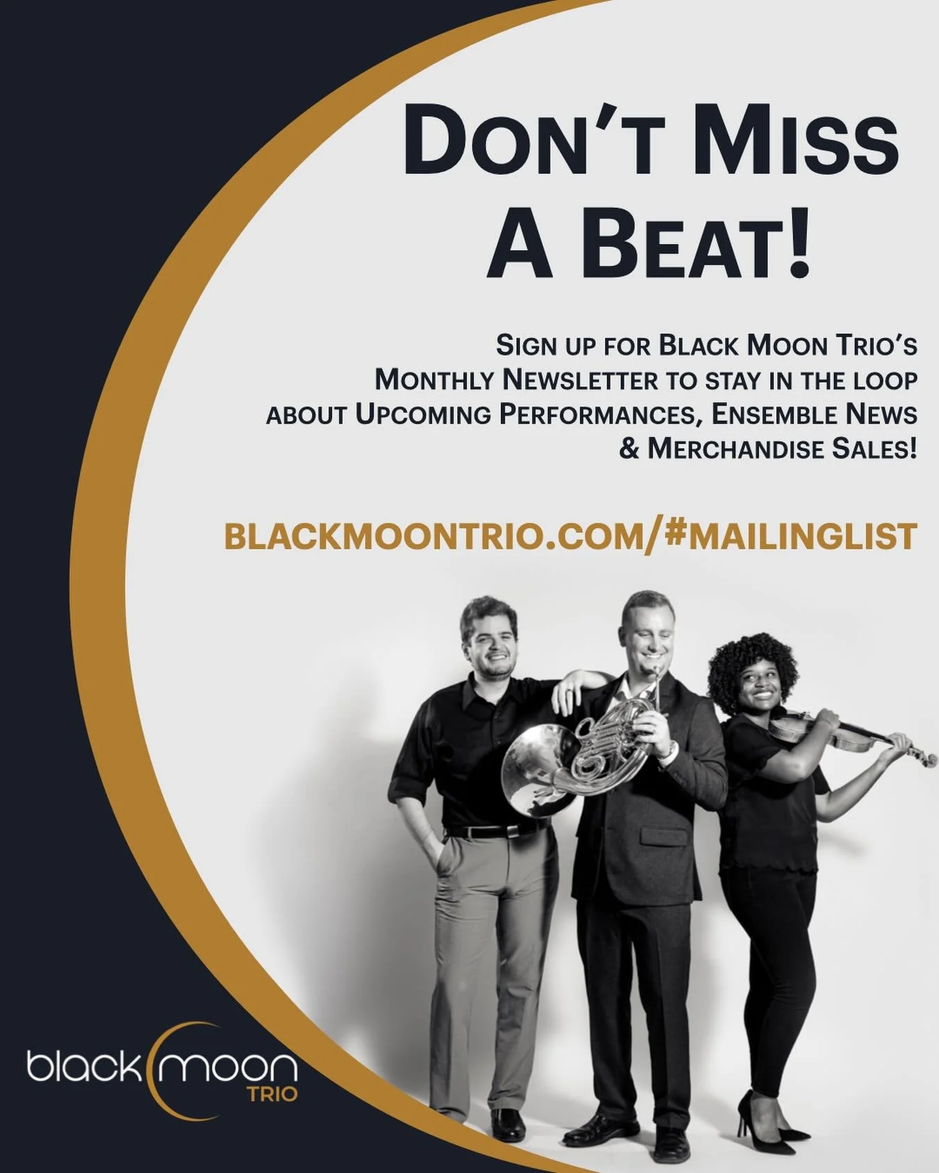 Want a front-row seat to everything Black Moon Trio is creating?

Sign up for our newsletter to be the first to hear about upcoming performances, world premieres, educational programs, recordings, and behind-the-scenes stories from our work in commun