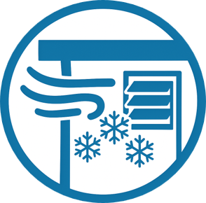 mechanical snow ingestion, infiltration, air handling unit, AHU, intake, exhaust, accumulation