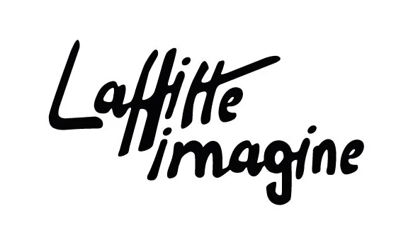 Logo en texte en noir disant "Laffitte imagine" sur un fond blanc.