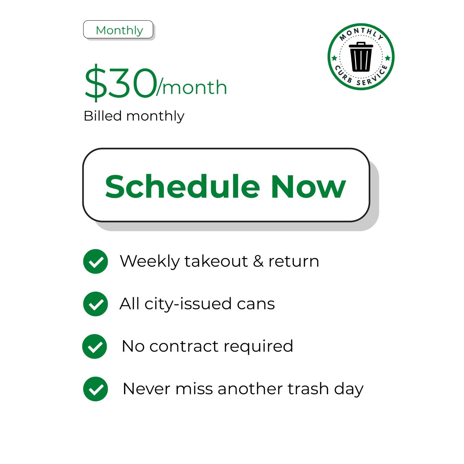 Monthly Curb Service (Billed Monthly)