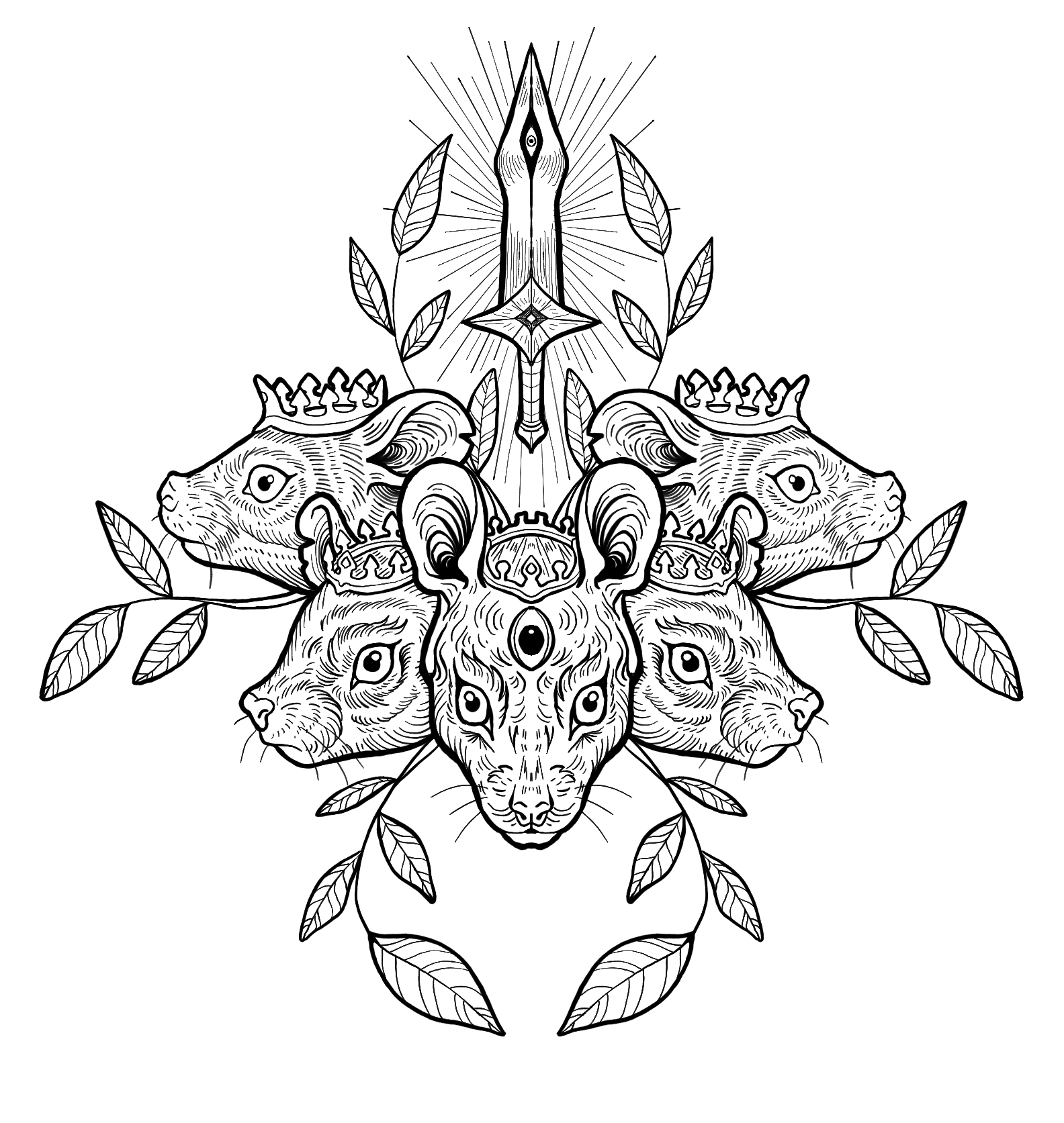 Rat King Woodcut Design.png