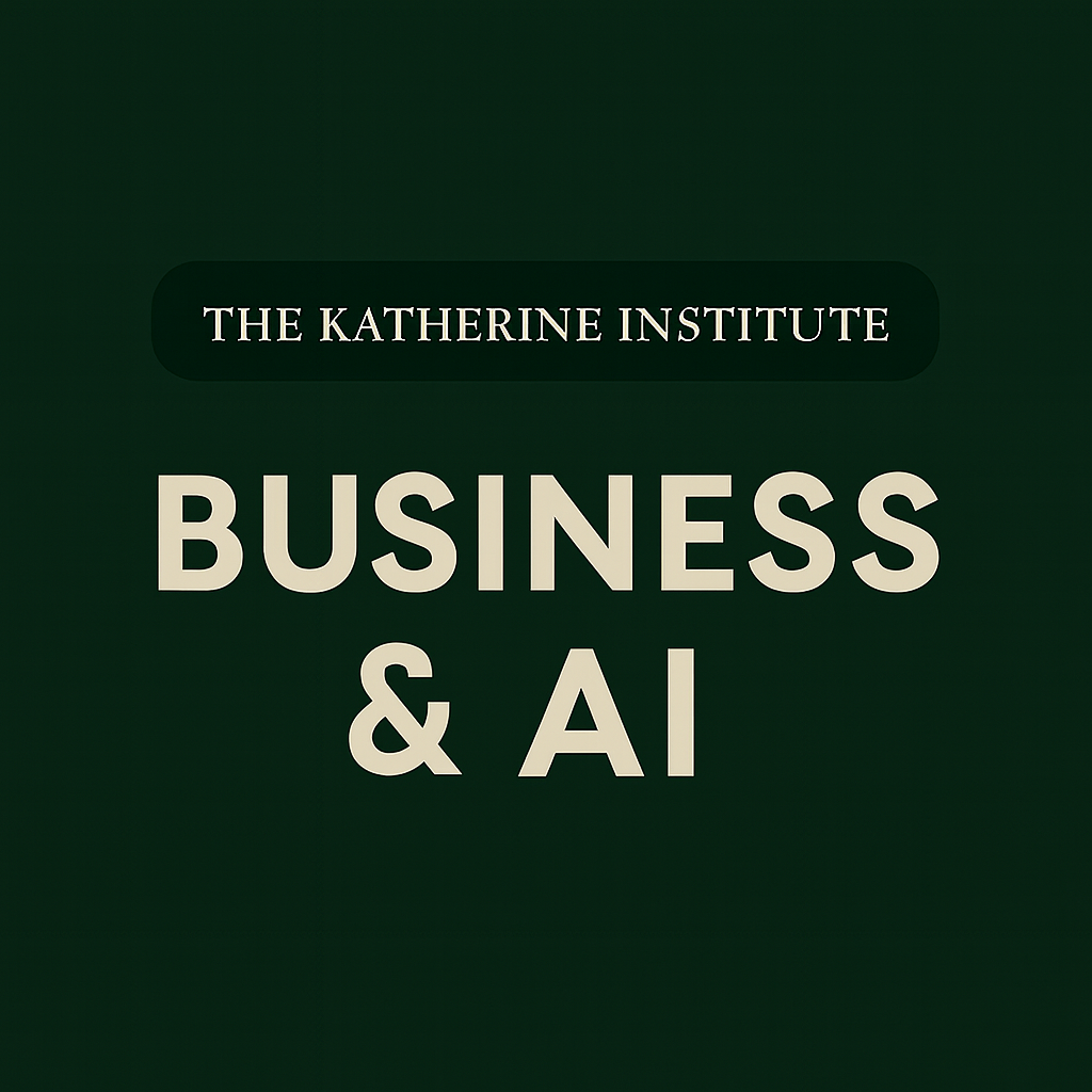 Dark green background with light-colored text that reads 'The Katherine Institute Business & AI'.