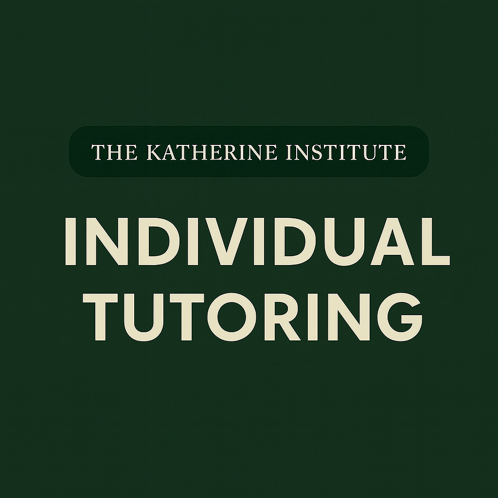 Green background with text reading "The Katherine Institute" and "Individual Tutoring"