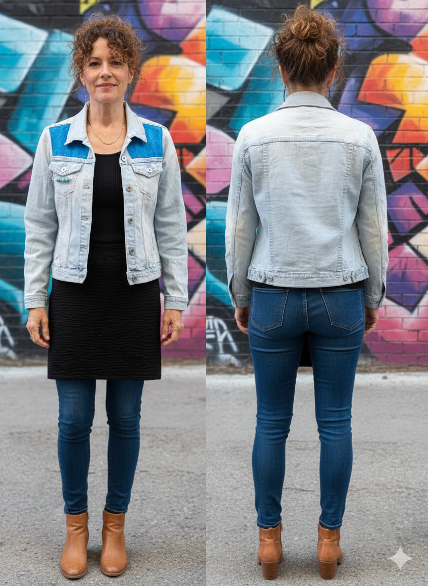 Recycled Denim Jacket – Blue Panel Detail