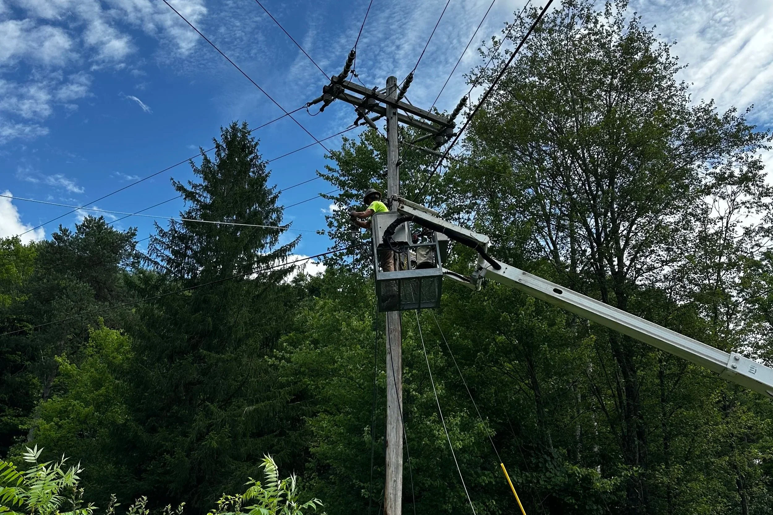 bucket work on a cleared section of route
