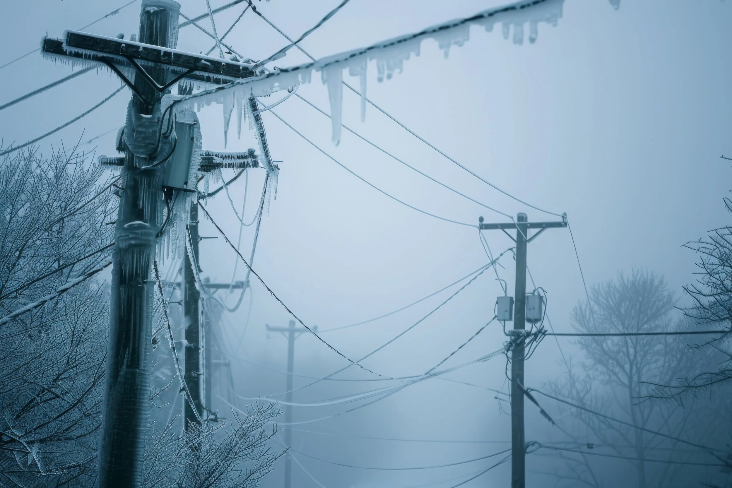 Weathered aerial cable hardware showing the kind of corrosion and wear that preventive inspection identifies before failure occurs.