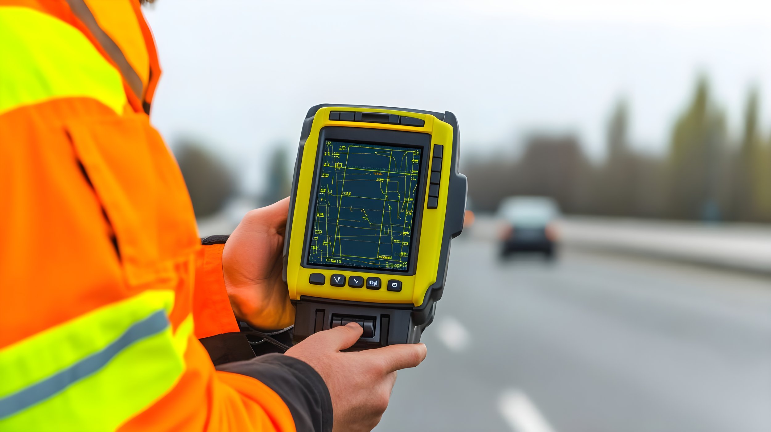Field technician recording GPS coordinates for fiber optic route documentation including pole locations and splice points.