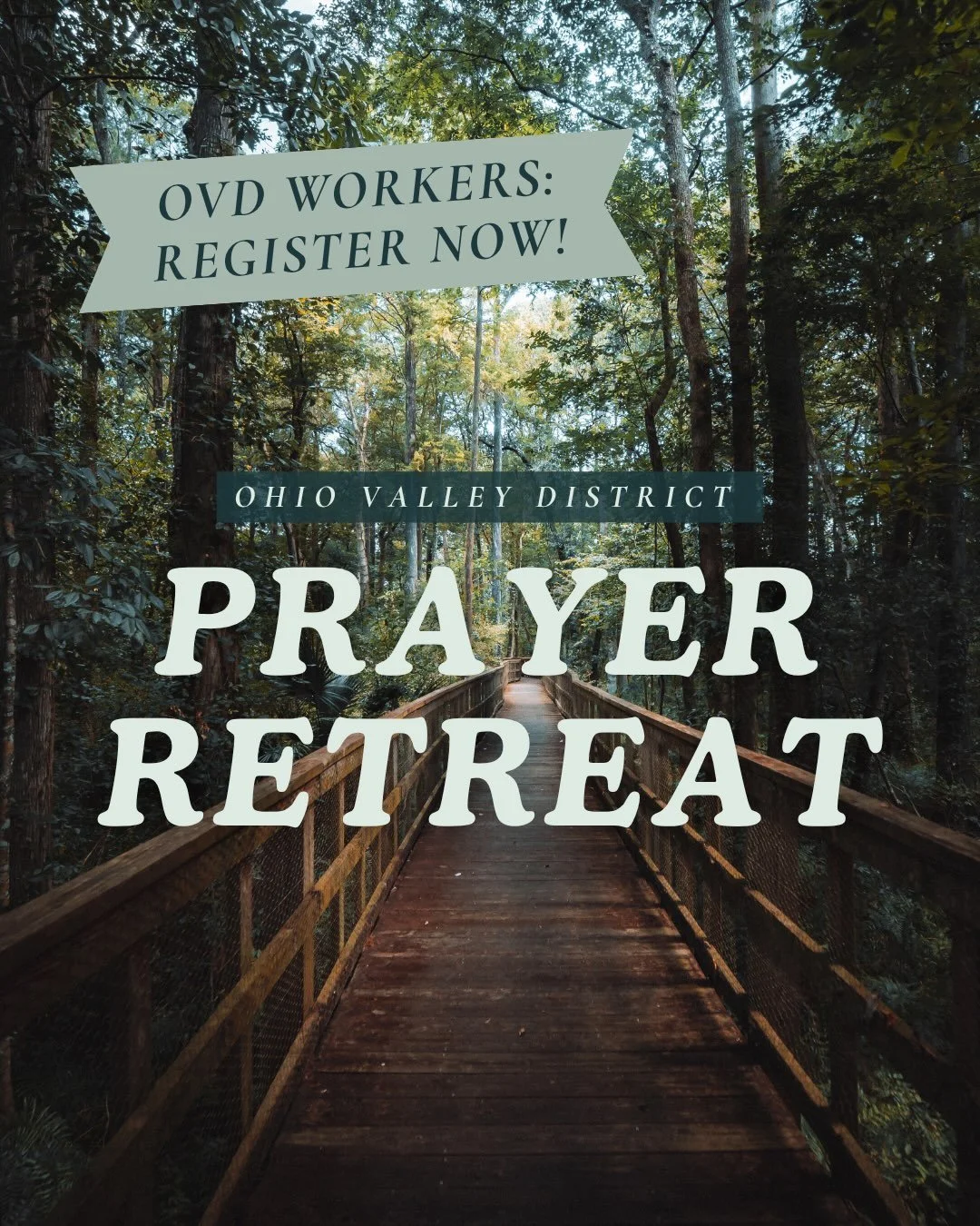 We&rsquo;re excited to announce that registration is OPEN for our District Prayer Retreat! 🤗🌲🌾

OVD Workers &mdash; head to our website to register now! Not an OVD worker but want to attend? Let us know if you want to join the waitlist! See you th