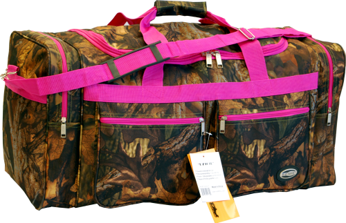 30" Tree Camo Duffel Bag with Pink Trim