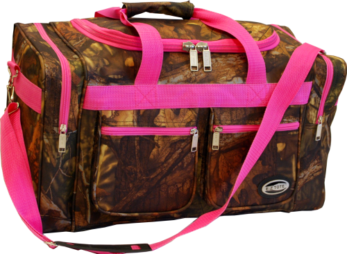 20" Tree Camo Duffel Bag with Pink Trim