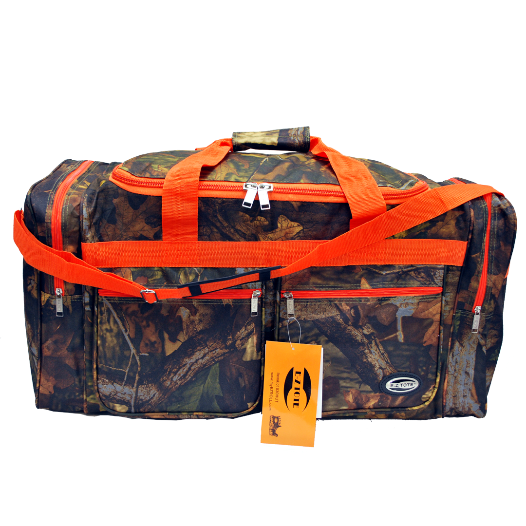 30" Tree Camo Duffel Bag with Orange Trim