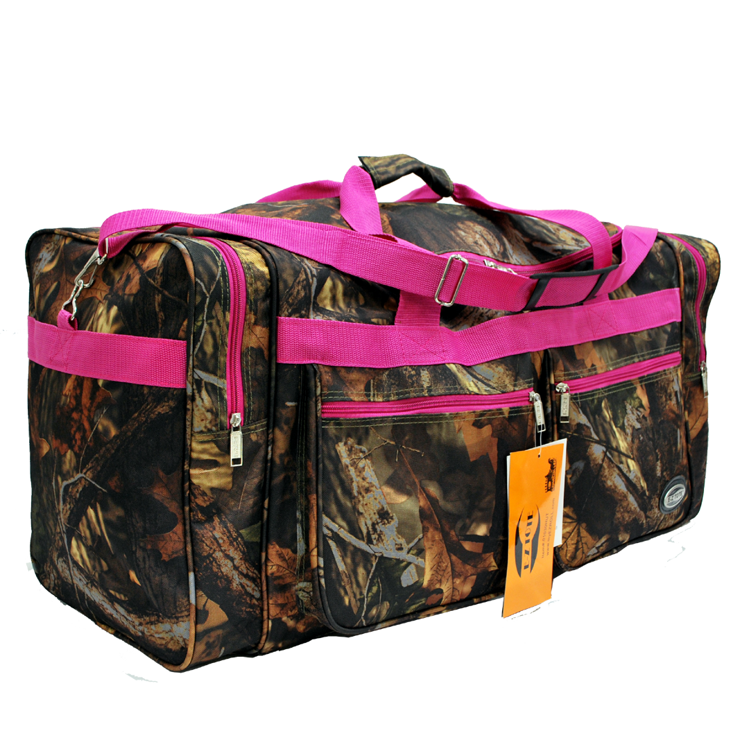 25" Tree Camo Duffel Bag with Pink Trim