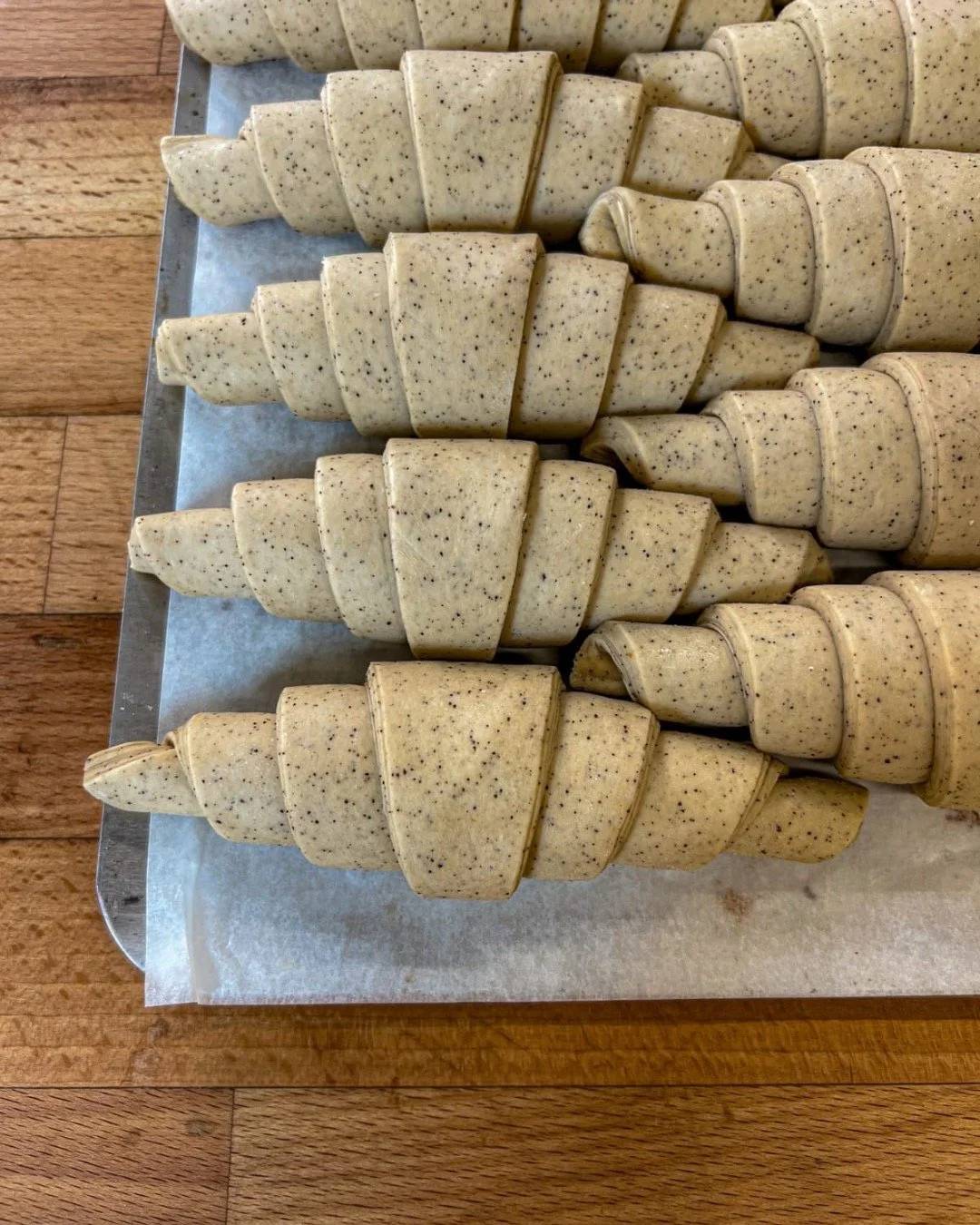 Coffee croissants before baking