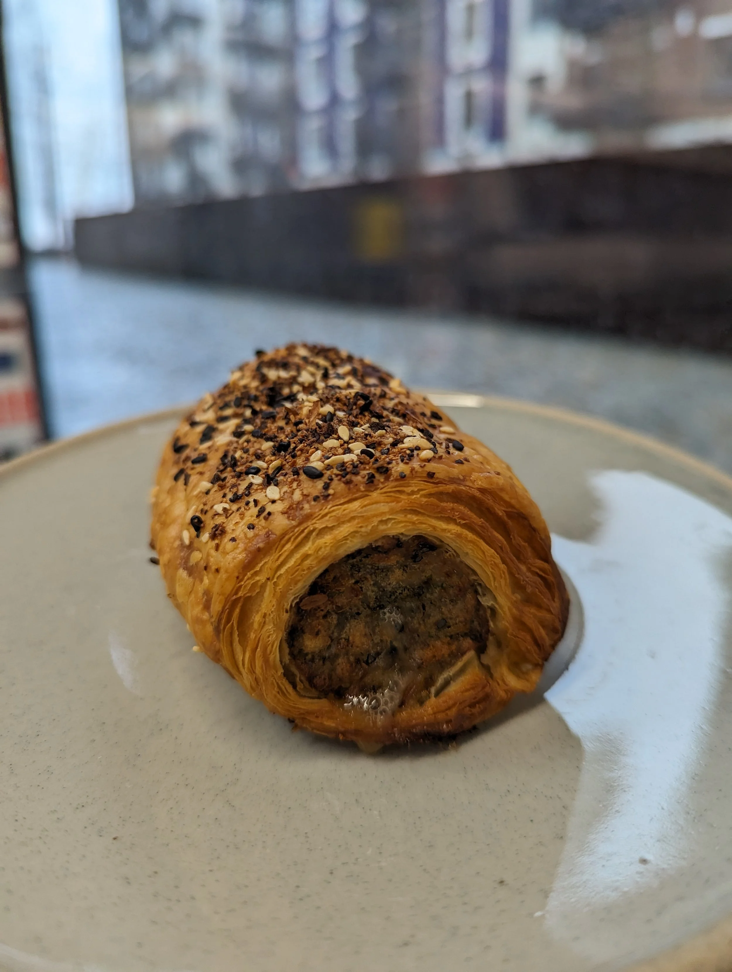 Sausage roll using croissant dough
