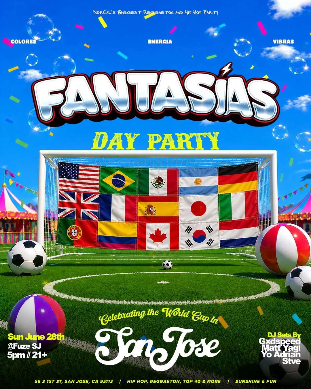 San Jose! ⚽️☀️ The Ultimate Celebration is in your city! 🥳 The World Cup is in town and we&rsquo;re bringing the Day Party Vibes to match! 🌎🔥 Join the Fun at @fuzesj Sunday June 28th 🔊

Calling all soccer fans, cultures, and everyone from across 