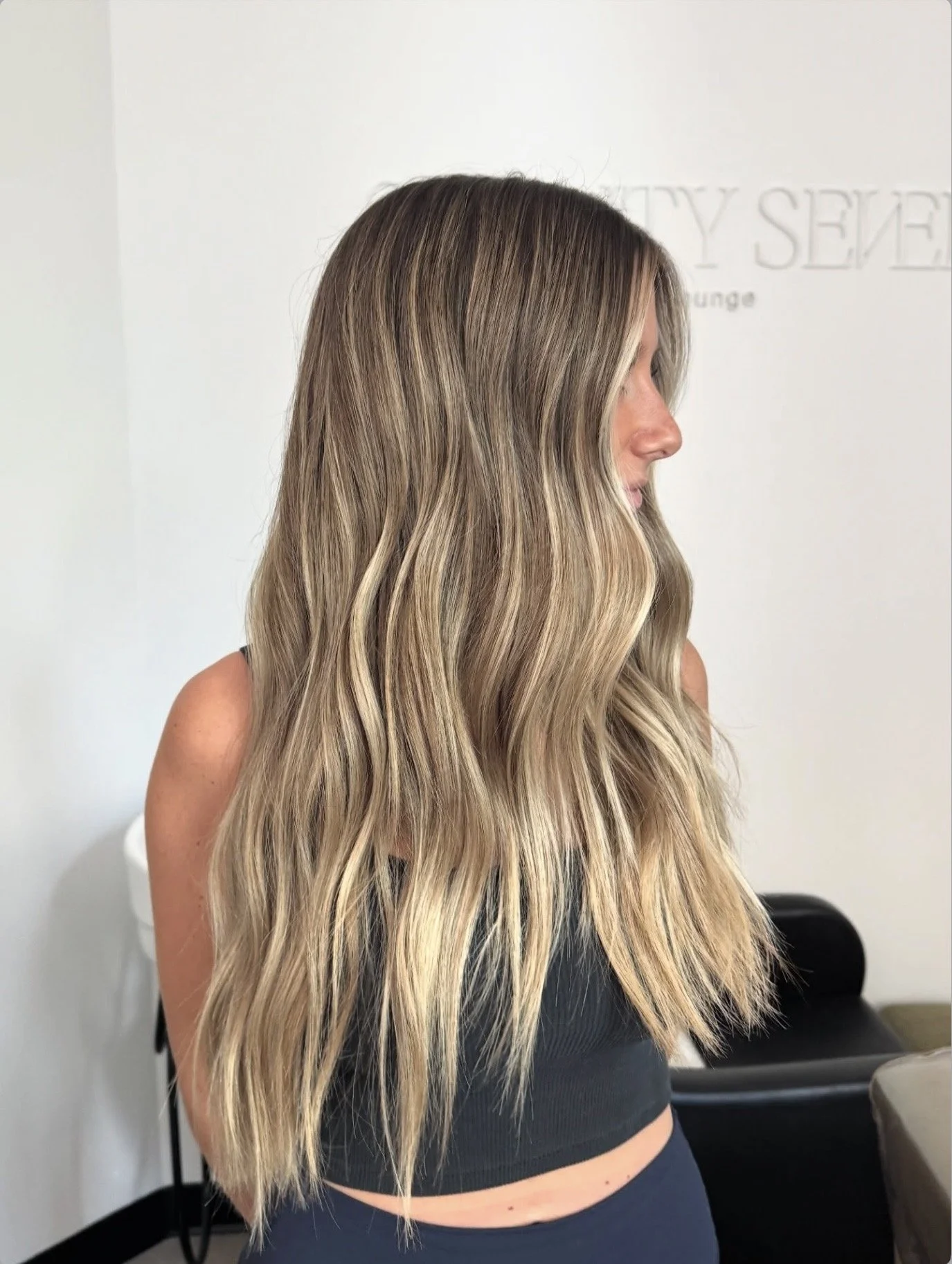 Dimensional blonde color by Seventy Seven Hair Lounge in Alpharetta