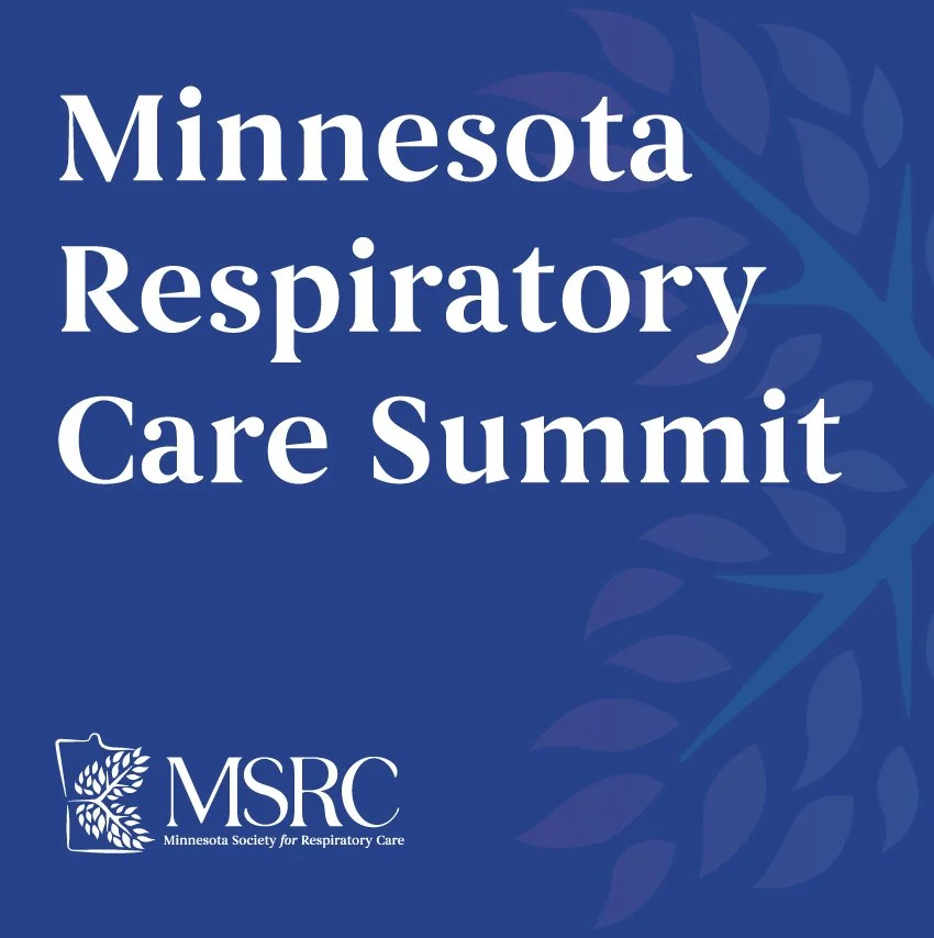 Blue poster for the Minnesota Respiratory Care Summit with white text and logo