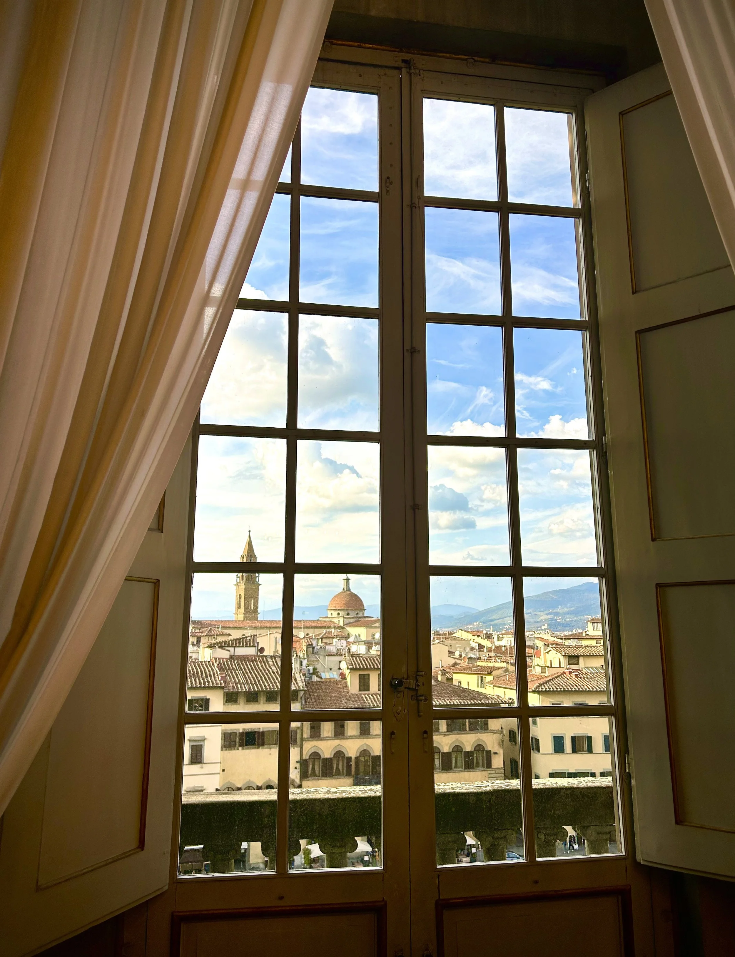 View Of Florence, Italy through a window at Palazzo Pitti.