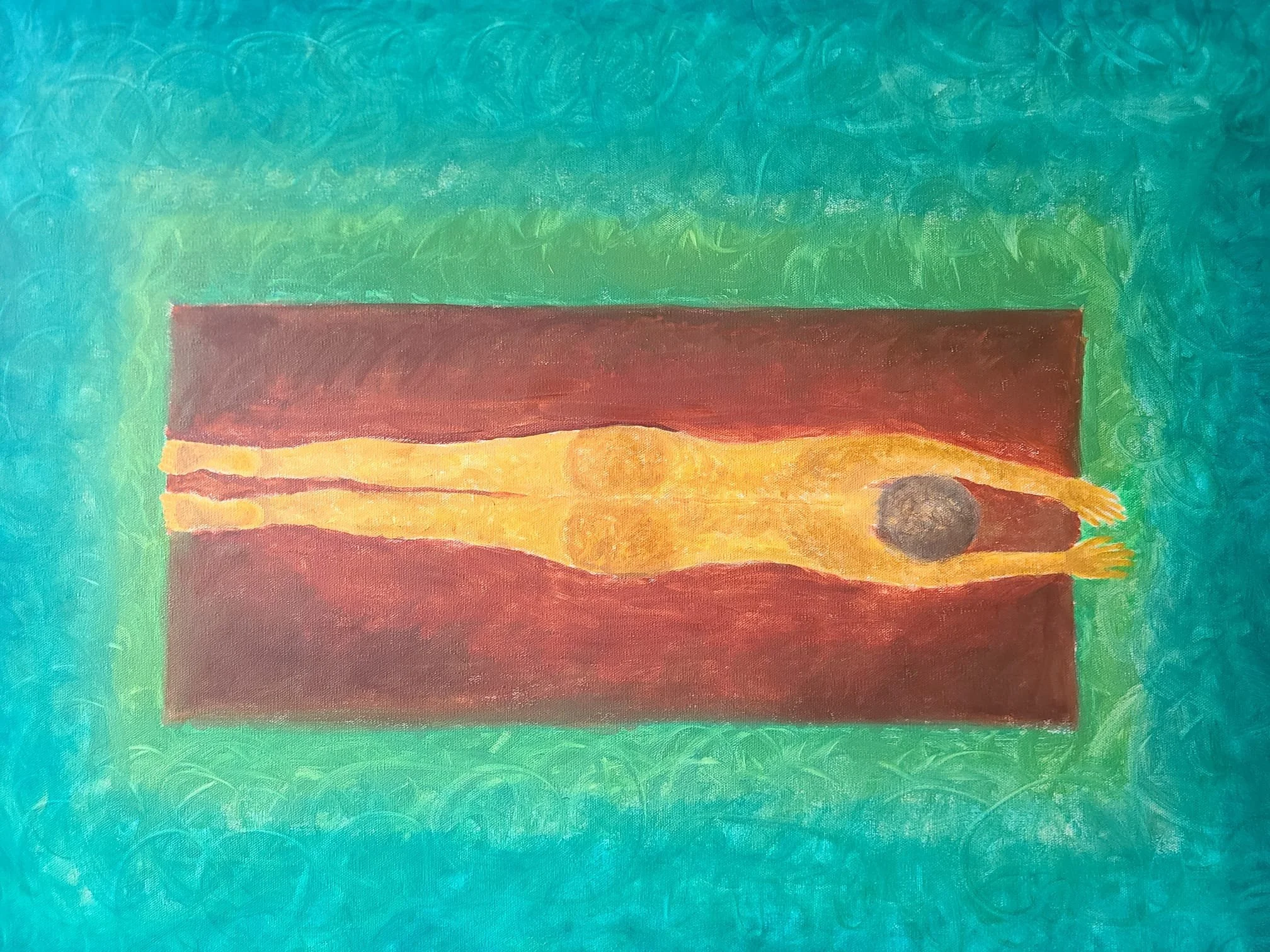 The Insomnia Series 3 'SURRENDER' Oil on canvas. Suspended in the timeless ocean. Adrift in the waters wide I lie afloat. Cast aside in vast shores I lie in wait for my fate, sleeplessness is but a mere shadow of the early hours where time stands sti