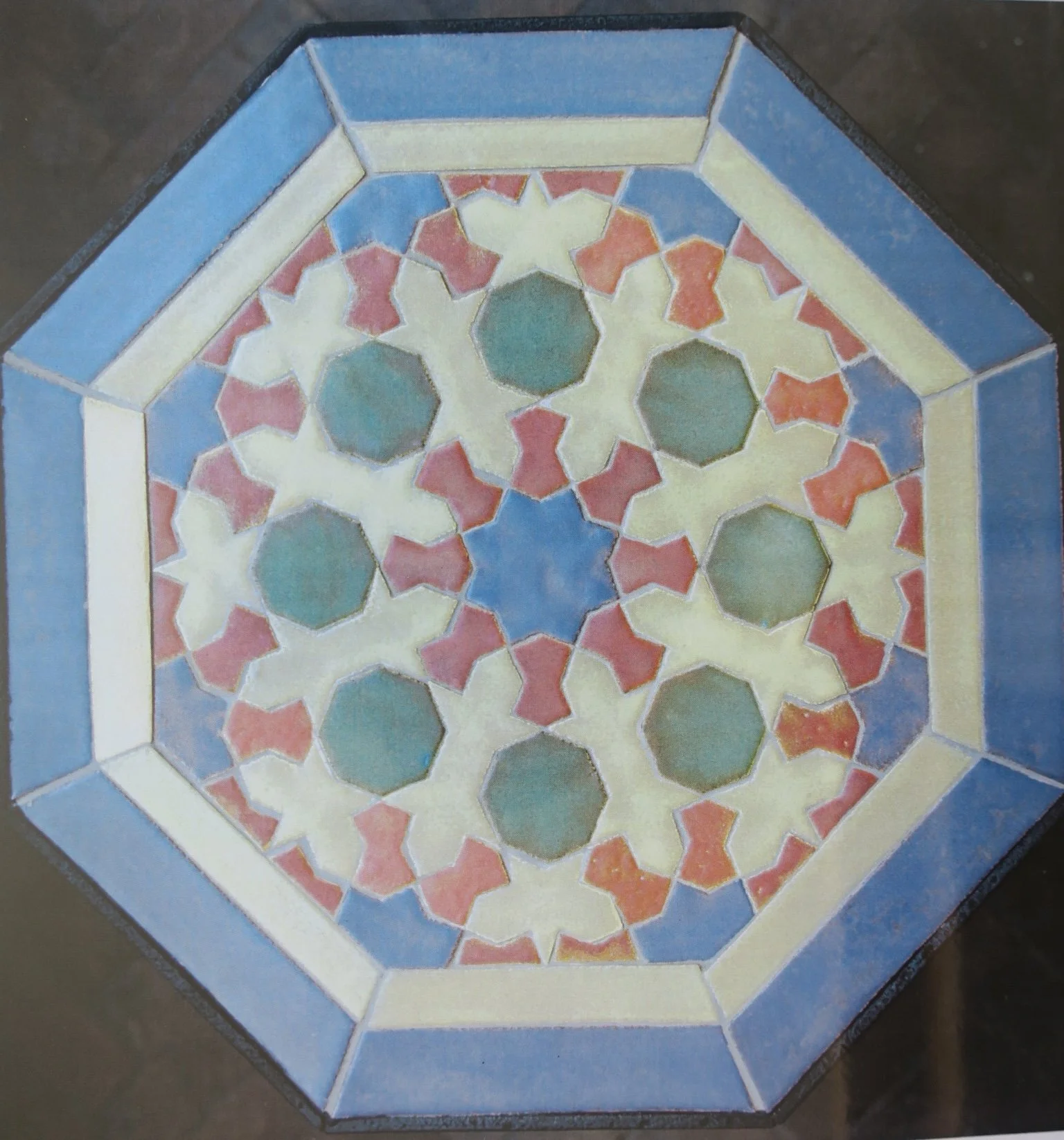 The Zellige Table: ceramic tiles and wrought iron 