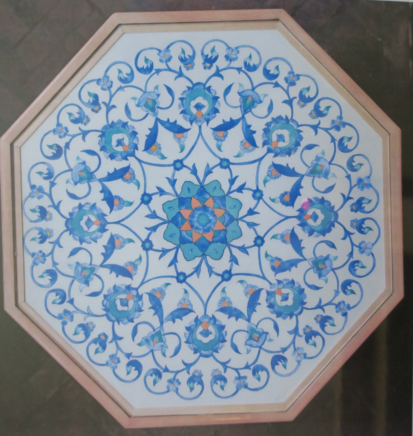 The Islimi Table: hand painted, on gesso, with natural pigments