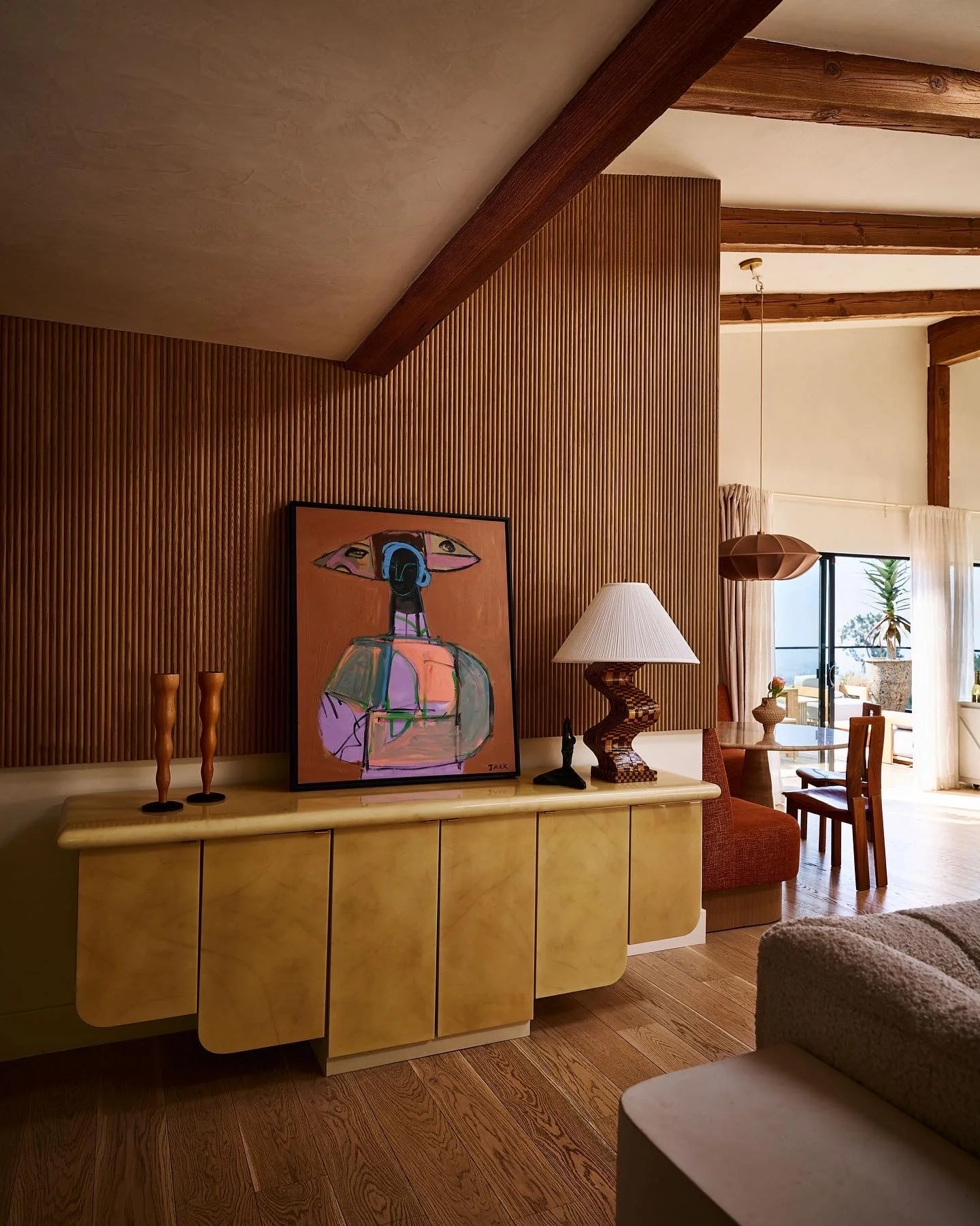 Custom wood millwork showcasing handcrafted finishes, remodeled by JBurton General Contractor in Hollywood Hills, Los Angeles.