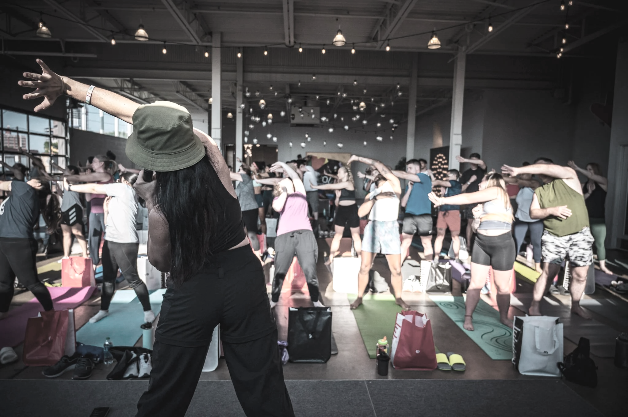 Facilitated group session during a large indoor team workshop