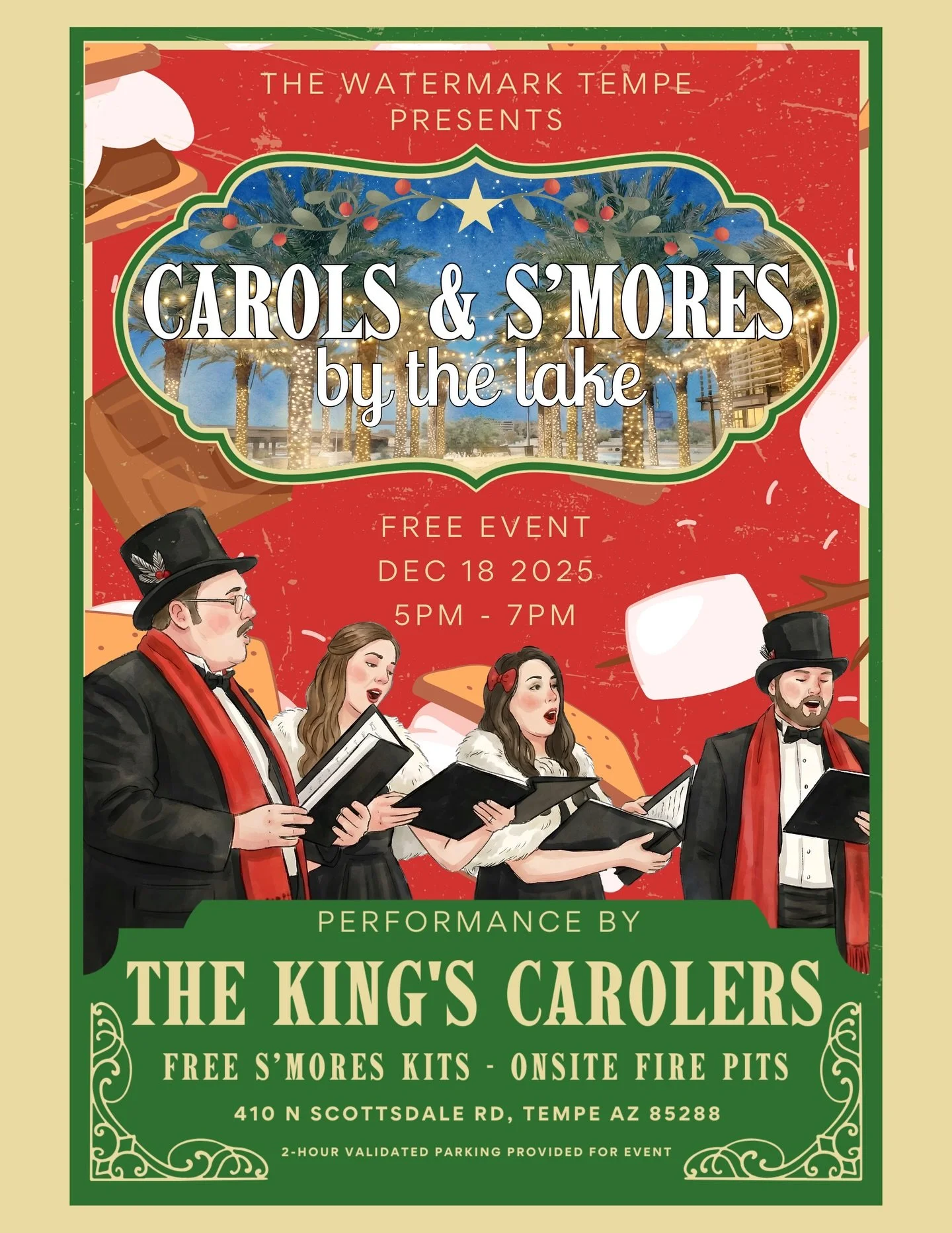 We&rsquo;re hosting our first ever public event at The Watermark Tempe!

Join us on December 18th from 5&ndash;7 PM for &lsquo;Carols &amp; S&rsquo;mores by the Lake&rsquo;

Enjoy live holiday performances by The King&rsquo;s Carolers, free s&rsquo;m