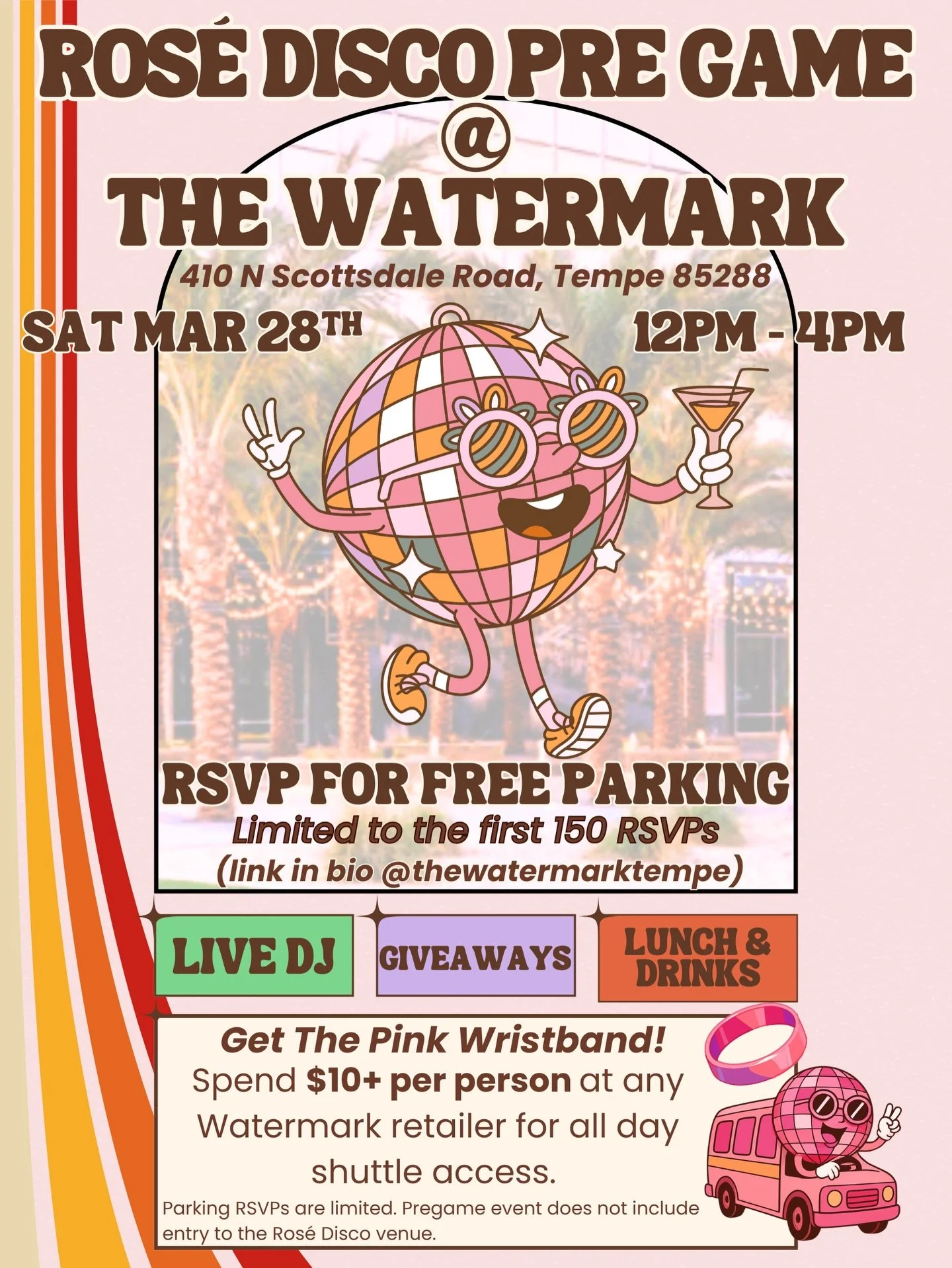 The Ultimate Ros&eacute; Disco Pre-Game 🎀✨
Get ready to sparkle! Before you head to the Ros&eacute; Disco, we&rsquo;re hosting the official Pre-Game at The Watermark and you&rsquo;re invited! 🥂💃 From live beats to fresh braids, we&rsquo;ve got eve