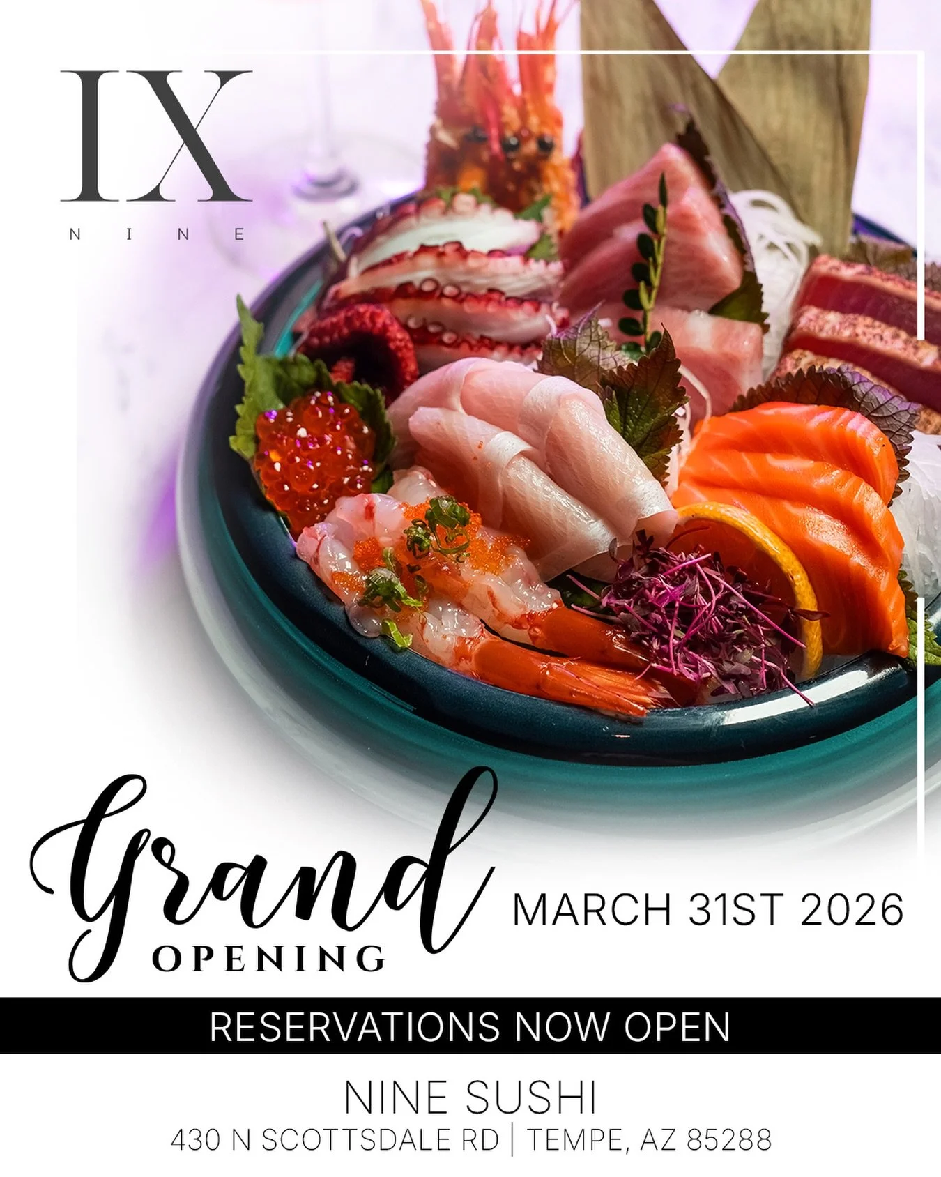 From the owners at @threethirtythreerestaurant comes  @ninesushiaz , a new concept launching March 31st, bringing upscale sushi, refined presentation, and signature cocktails to the space! 🍣

For more information or to make a reservation visit their