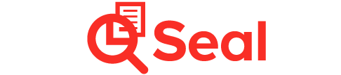 Logo of a business named Q Seal with a red and black design, including a stylized letter Q and a document or seal icon.