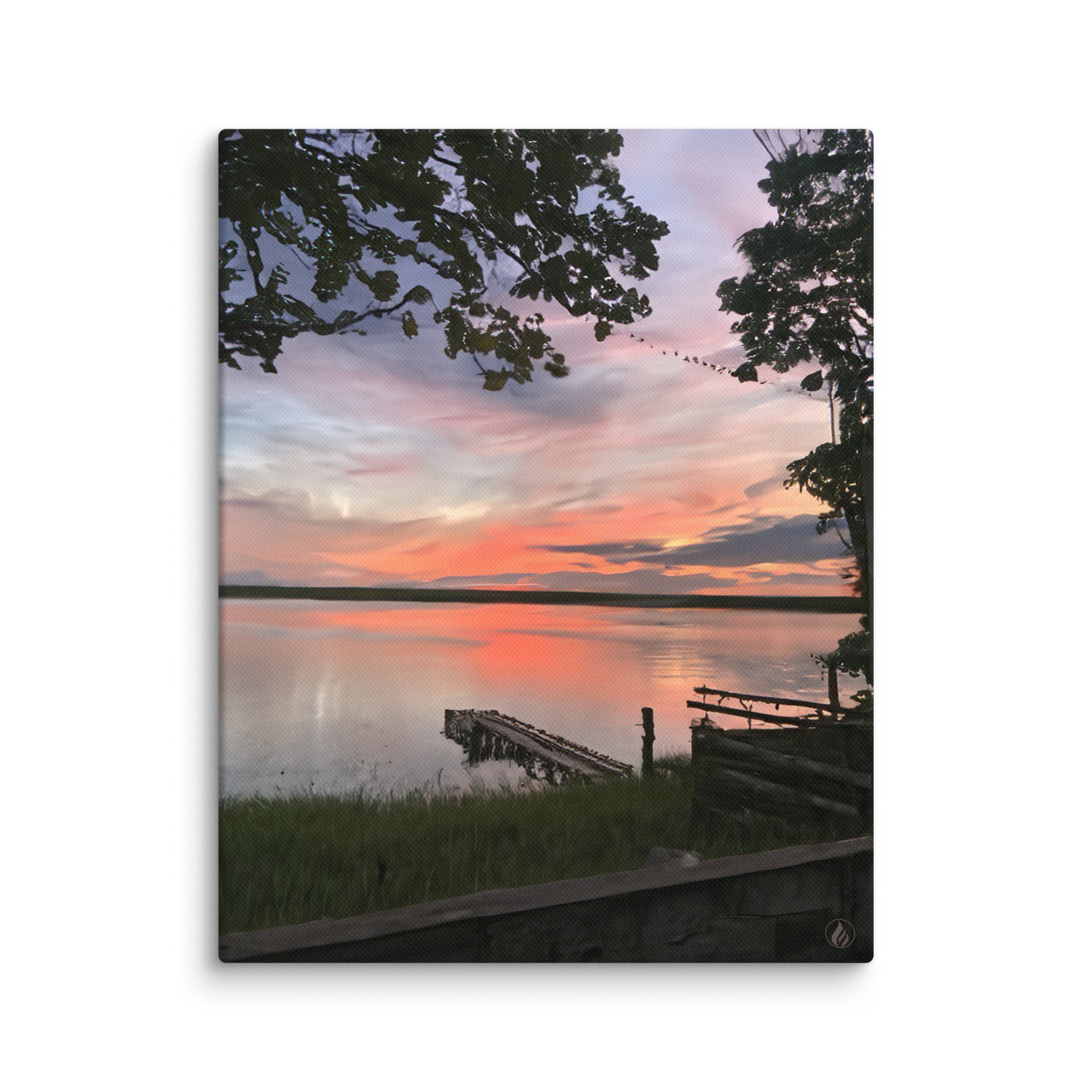 Landscape Canvas Wall Art – Lake Wateree Sunset – Southern Dock & Pink ...