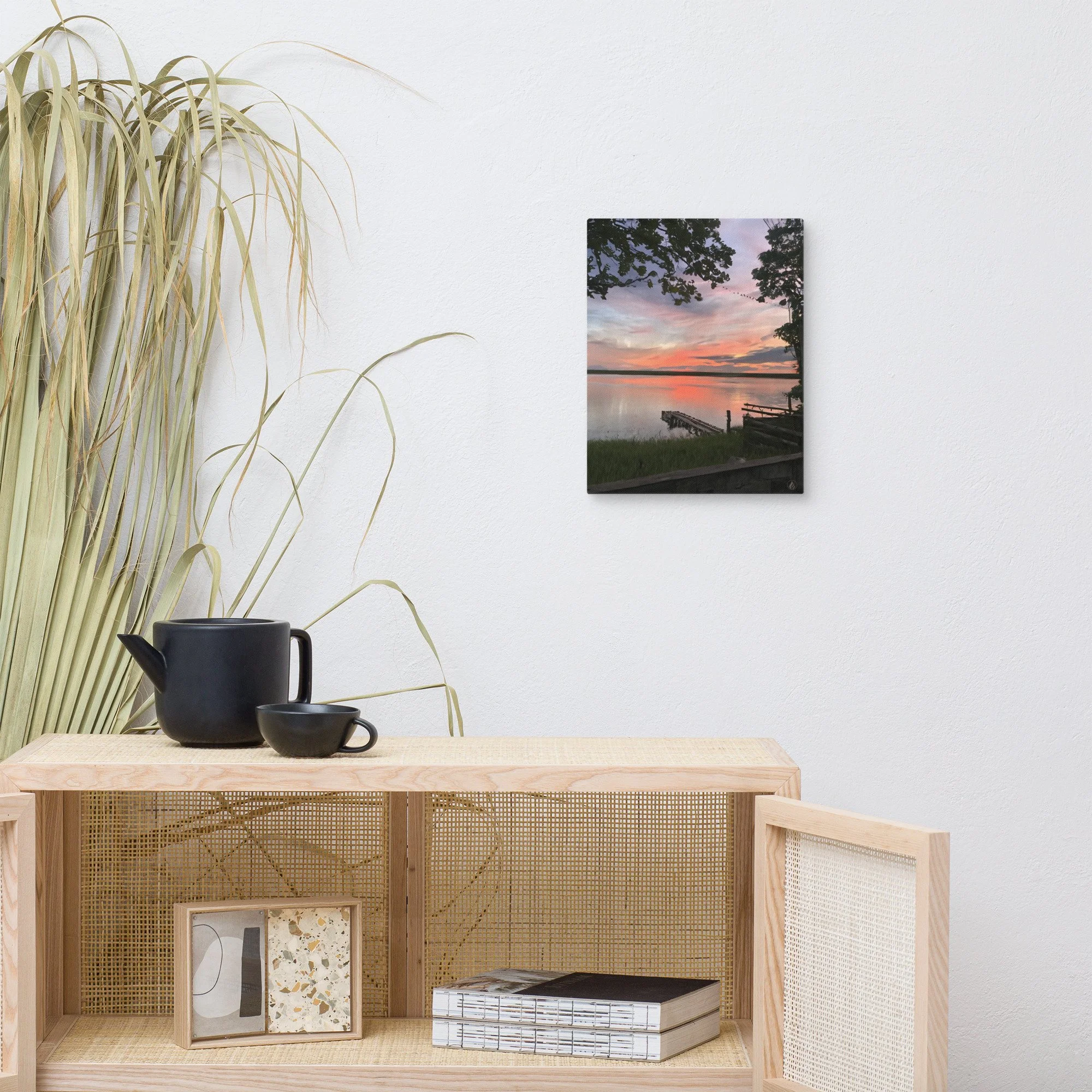 Landscape Canvas Wall Art – Lake Wateree Sunset – Southern Dock & Pink ...