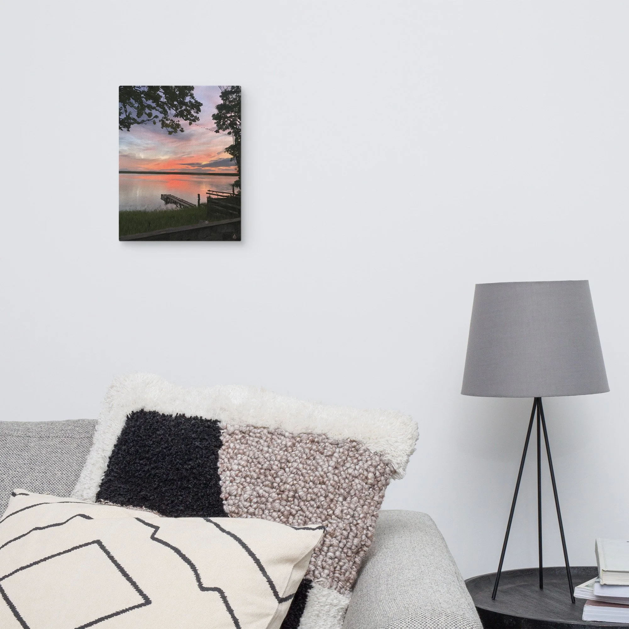 Landscape Canvas Wall Art – Lake Wateree Sunset – Southern Dock & Pink ...
