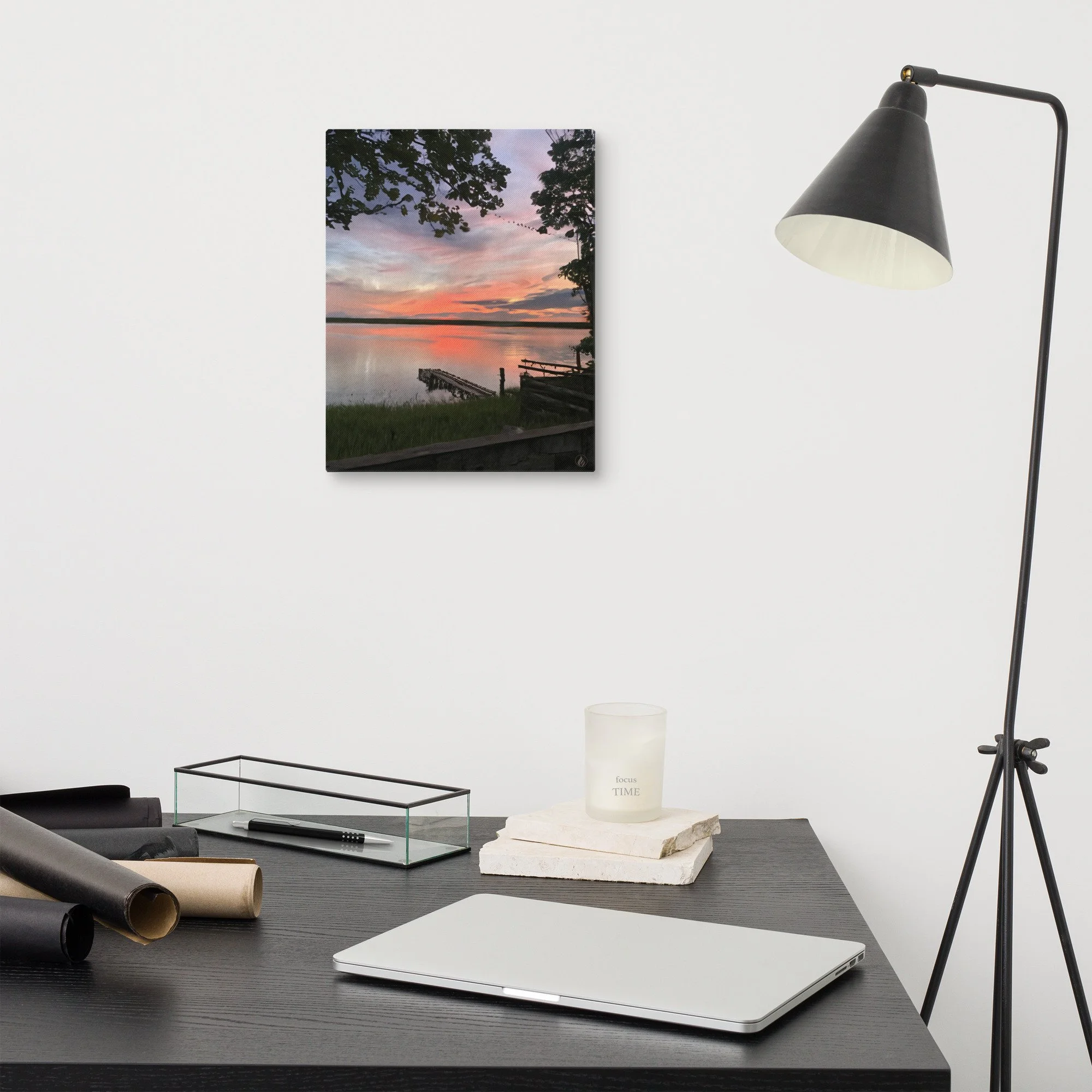 Landscape Canvas Wall Art – Lake Wateree Sunset – Southern Dock & Pink ...