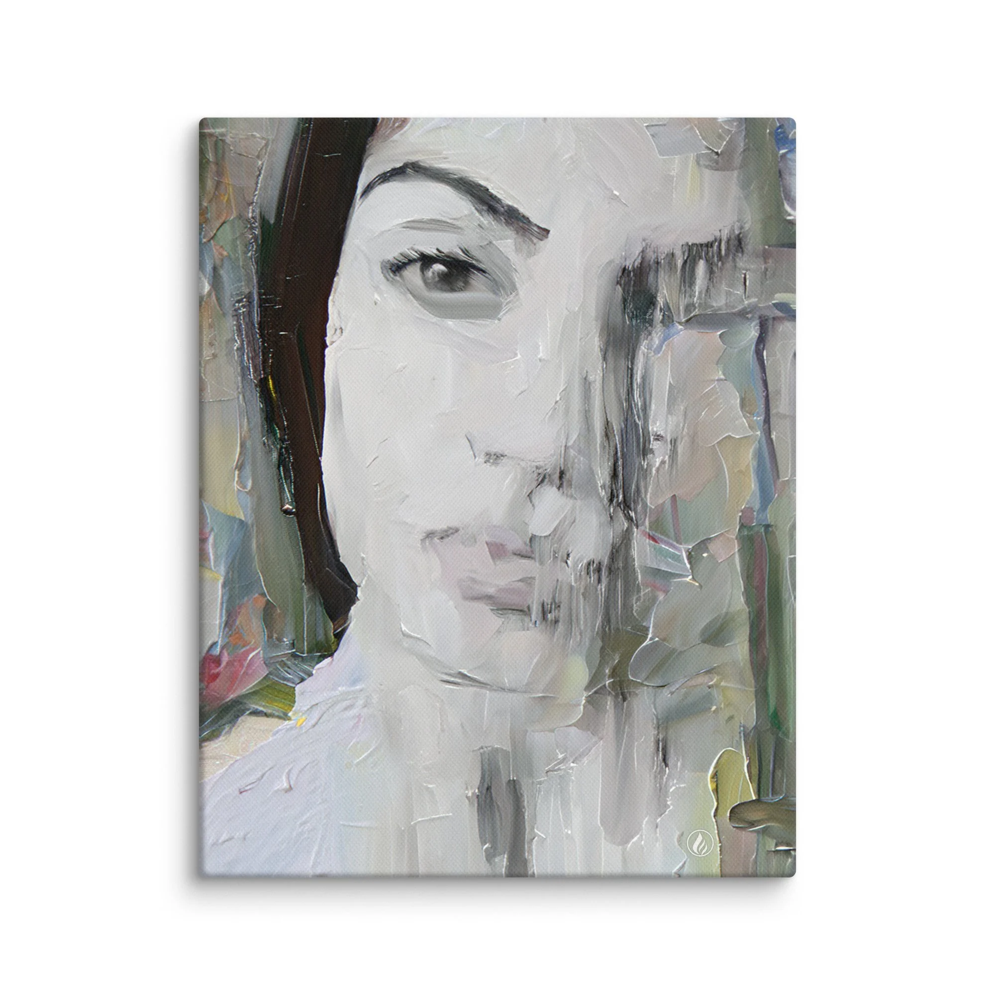 Figurative Canvas Art – Sunday – Minimal Portrait in Soft Whites & Grays – Modern Quiet Decor