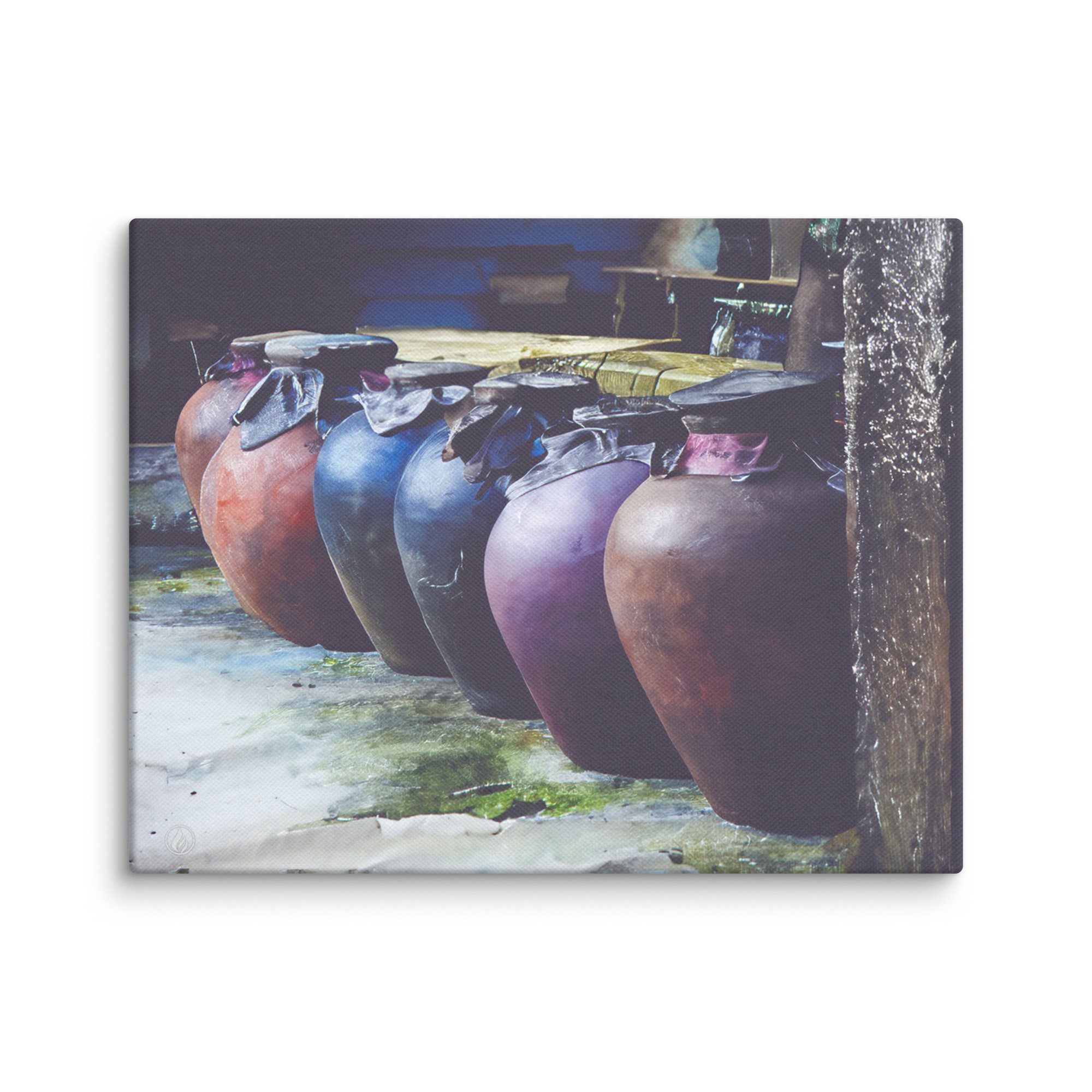 Still Life Canvas Art – Awamori Pots – Okinawan Clay Vessels & Tradition – Modern Cultural Decor
