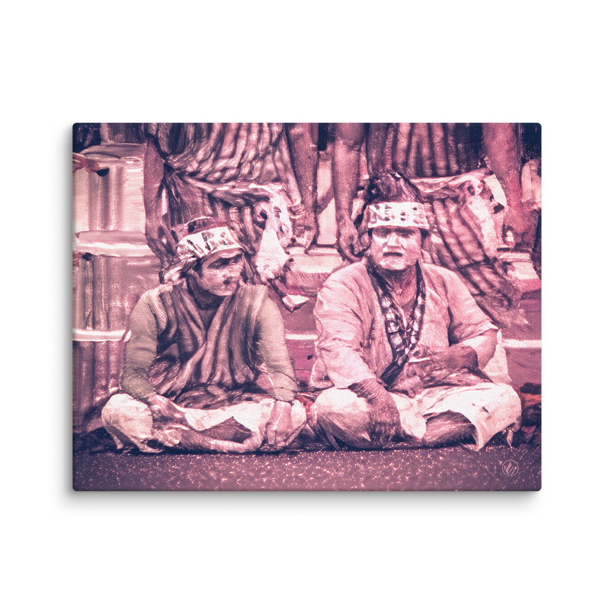 Figurative Cultural Canvas – Okinawa Mask – Ancestral Symbolism & Quiet Duality – Modern Abstract Decor