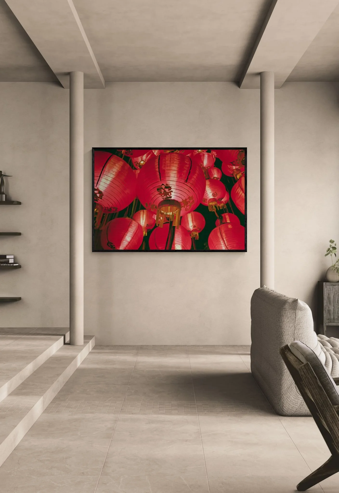 Japanese Lanterns open living room with pillars.jpeg