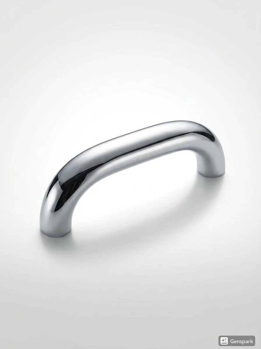 Gümüş renkli, metal kalitede bir tutacak