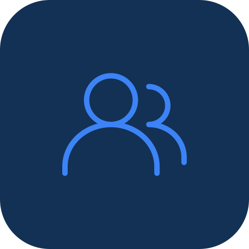 Icon of two people, representing a group or community.
