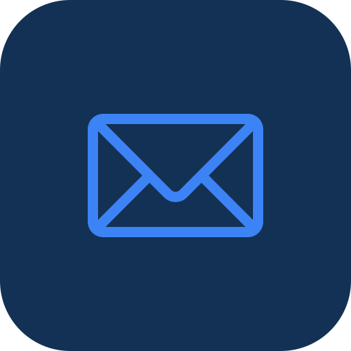Icon of a blue envelope on a dark blue background representing email or messaging.