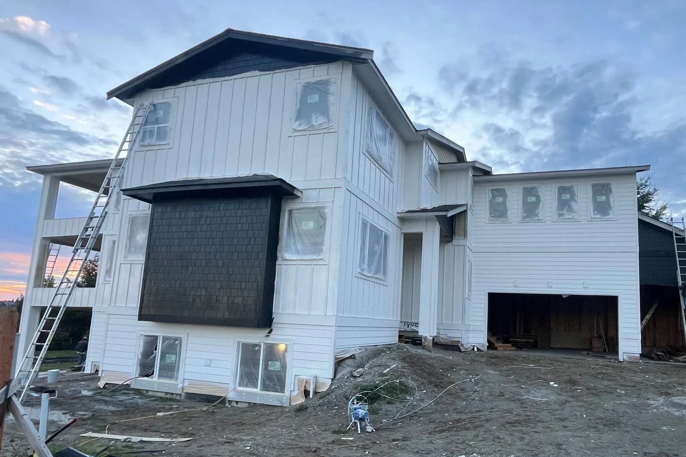 Modern farmhouse under construction in Ferndale 