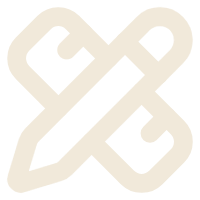 A white icon of a pencil crossing a ruler on a black background.