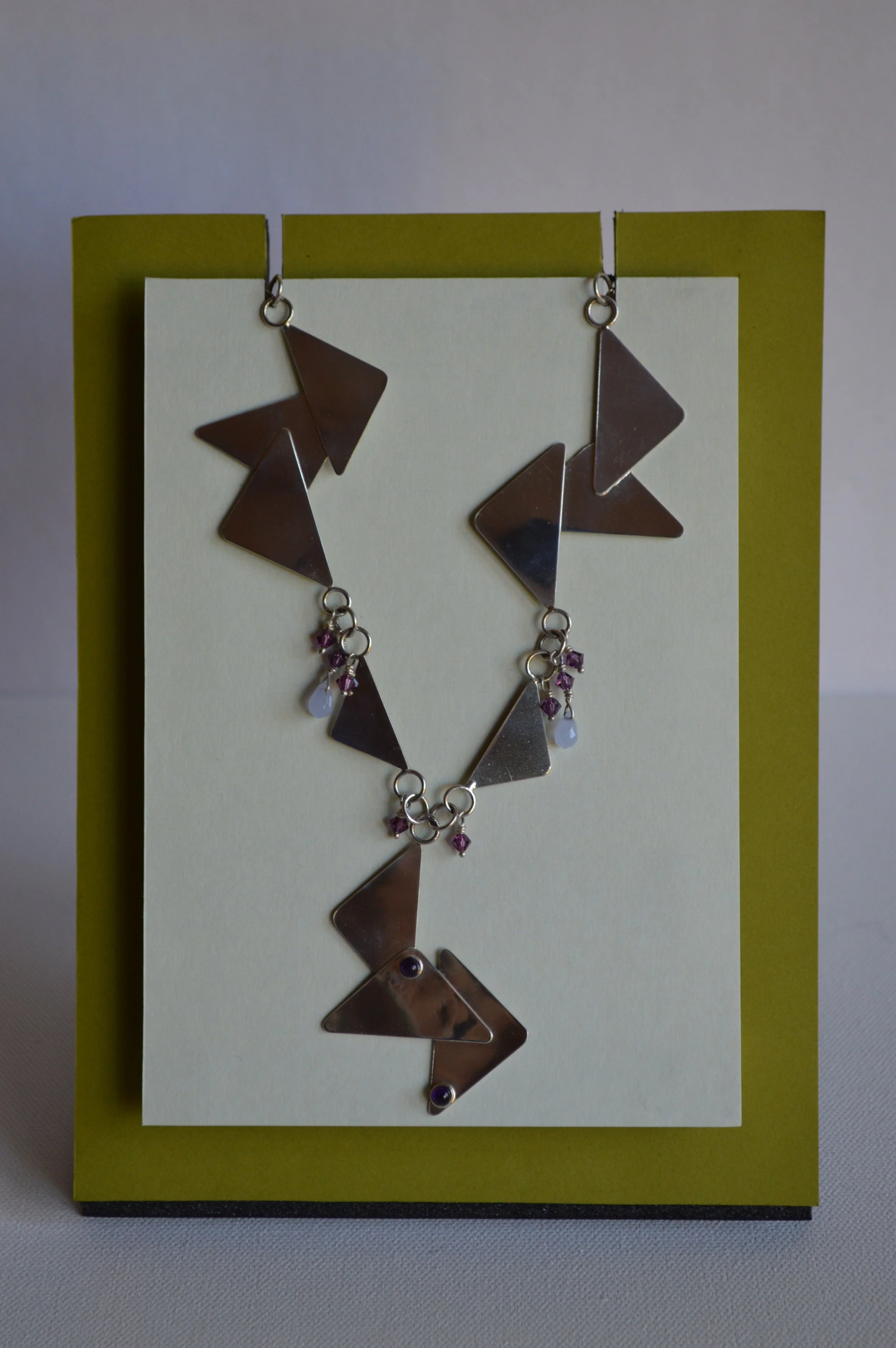 Crane Collection Triangle Necklace with Amethyst Stone