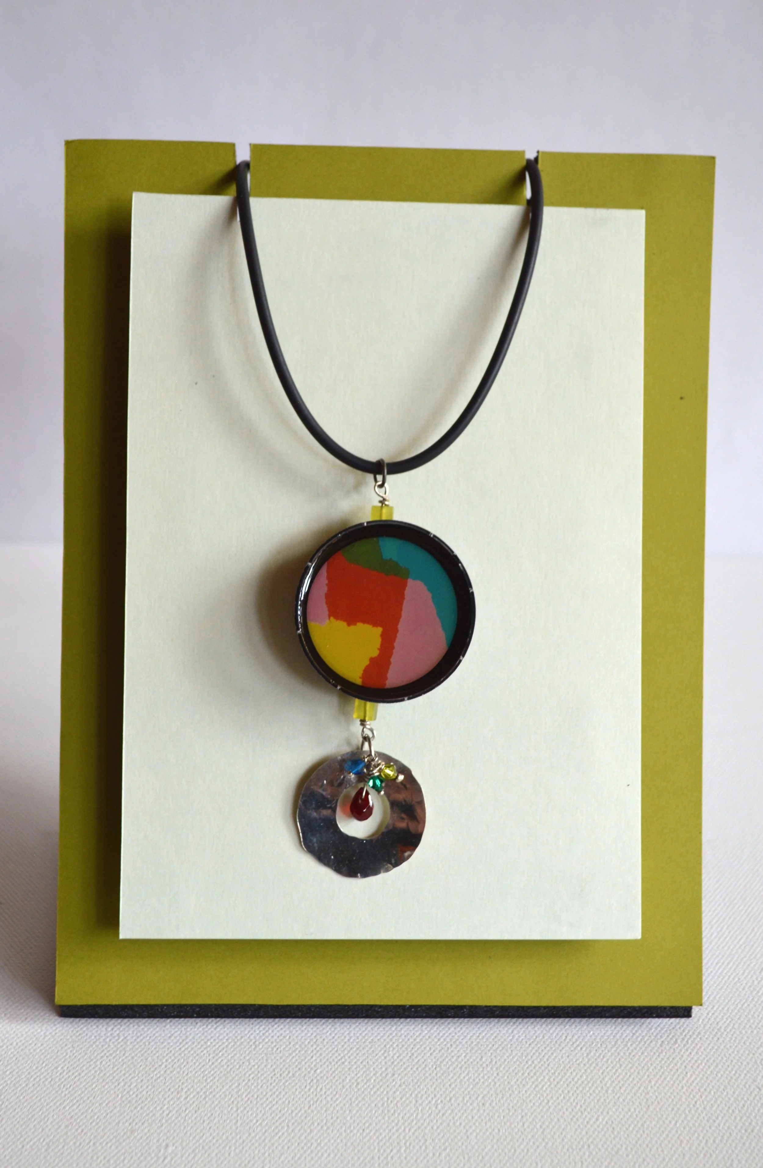 Recycled Crane with Sterling Silver Disc Drop