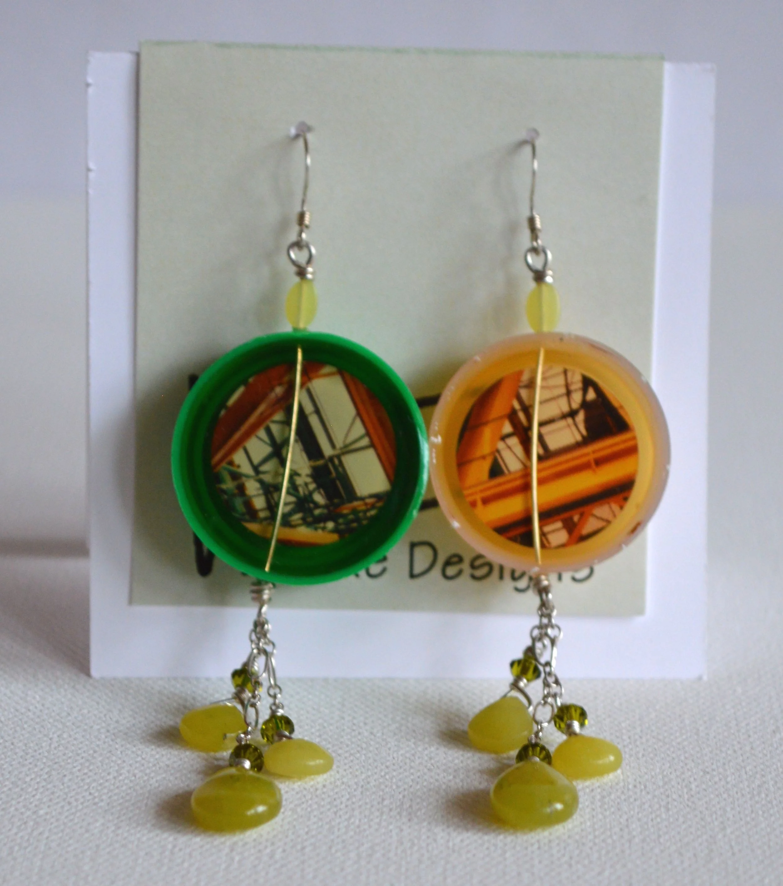 Recycled Green Drop Earrings