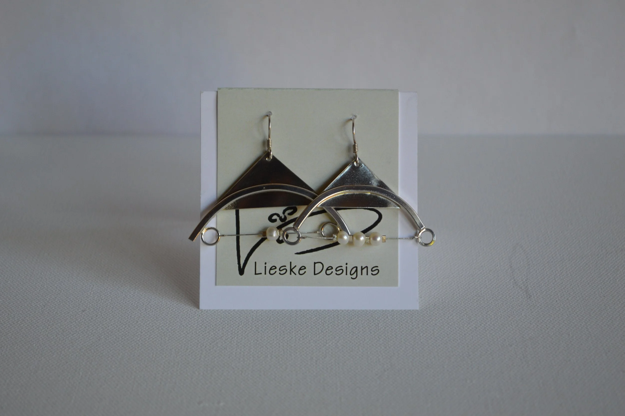 Crane Earrings with Suspended Pearl