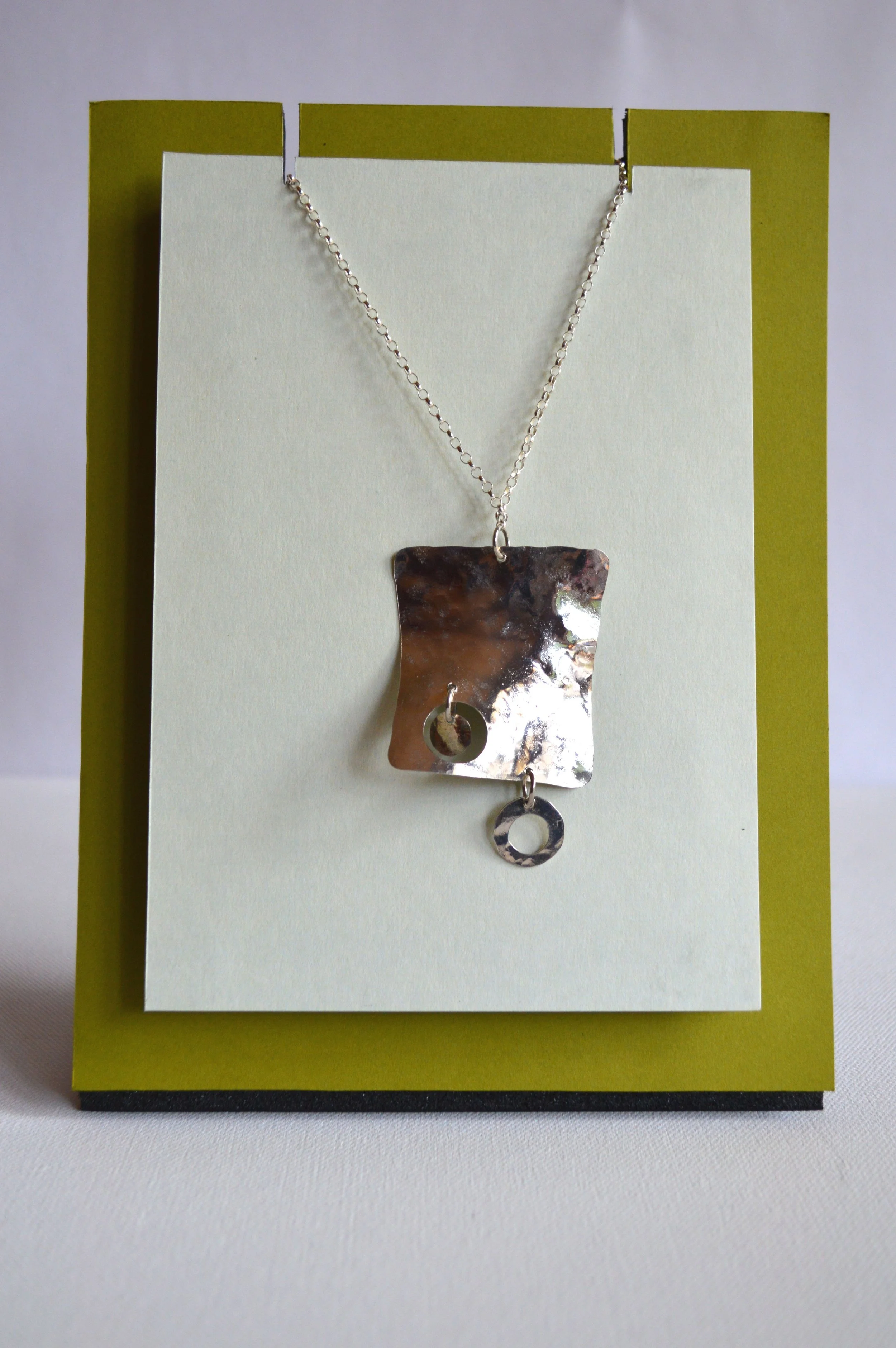 Sterling Silver Stamp Out Origami Drop Necklace